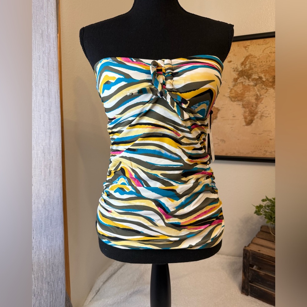 DKNY Womens Strapless Tankini Swim Top small